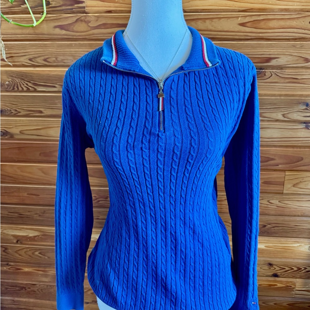Tommy Hilfiger Royal Blue Cable Knit Turtleneck Sweater